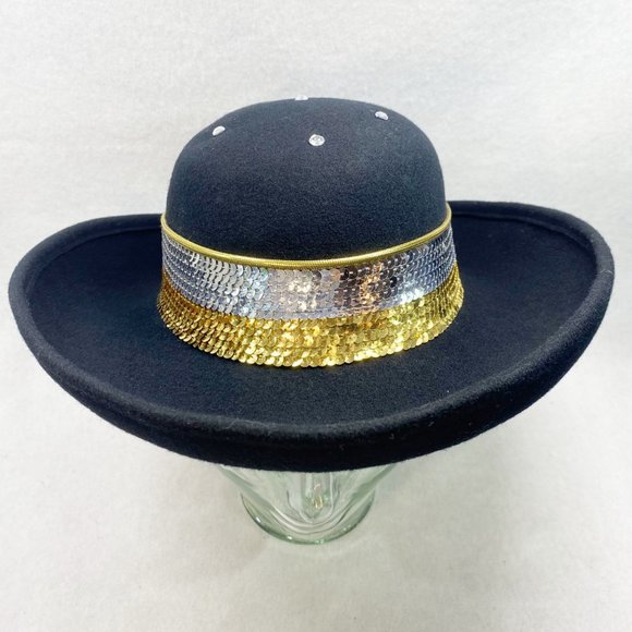 Vintage Sonni San Francisco Black Wool Wide Brim Bowler Hat main image 4
